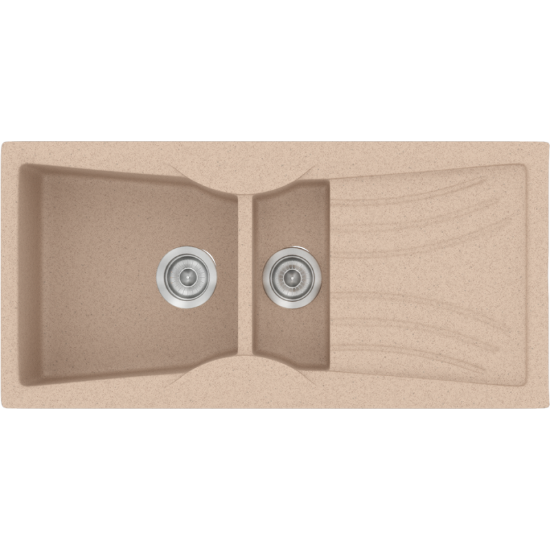 Νεροχύτης Κουζίνας Συνθετικός 104x51cm Ένθετος Eρμάριο 70cm Sanitec Classic 329-21-Granite-Sand