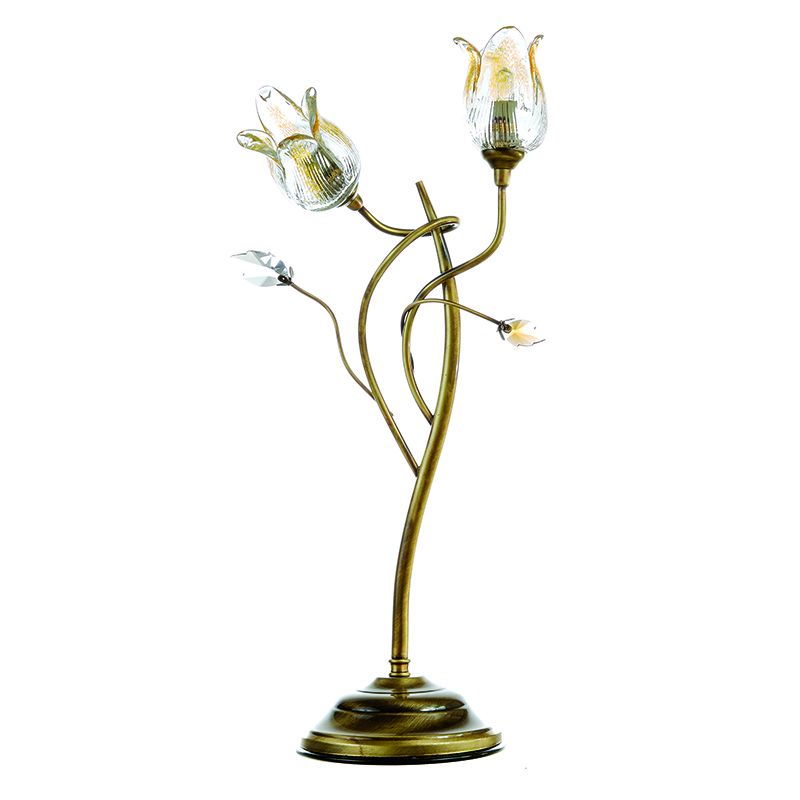 InLight Επιτραπέζιο φωτιστικό από οξυντέ μέταλλο κρύσταλλα και μελί γυαλί 2XG9 D:45cm 3324-Οξυντέ