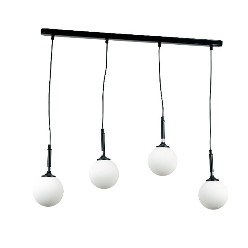 InLight Κρεμαστό φωτιστικό από μαύρο μέταλλο και λευκή οπαλίνα 4XG9 D:80cm 4514-4 ΡΑΓΑ