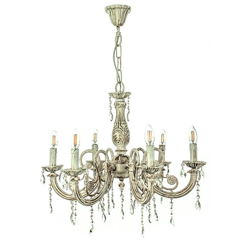 InLight Κρεμαστό φωτιστικό από μέταλλο σε μπεζ πατίνα και κρύσταλλα 6XE14 D:60cm 5303-6