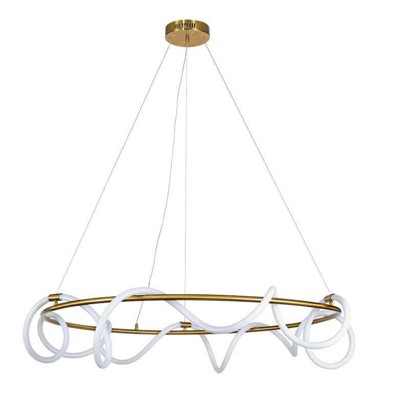 InLight Κρεμαστό φωτιστικό LED 60W 3000K από χρυσαφί μέταλλο και σωλήνα σιλικόνης D:60cm 6017-B-GL