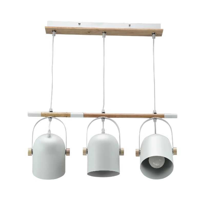 InLight Κρεμαστό φωτιστικό από λευκό μέταλλο και ξύλο 3XE27 D:60cm 6130-3-WH