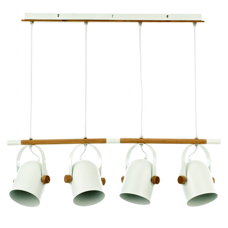 InLight Κρεμαστό φωτιστικό από λευκό μέταλλο και ξύλο 4XE27 D:77cm 6130-4-WH