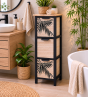 Συρταριέρα MDF με 3 Συρτάρια 25x25x77cm Μπεζ/Μαύρη με Σχέδιο MRShome  DS-1340000