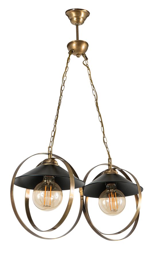 PDT 2062-2 # ΚΡΕΜ. 2/Φ ΔΥΟ ΜΕΤΑΛΛΙΚΟΙ ΚΥΚΛΟΙ ΣΥΝΔΥΑΣΜΟΣ ΜΕ ΚΑΜΠΑΝΑ Ε 27 ARlight 0103462