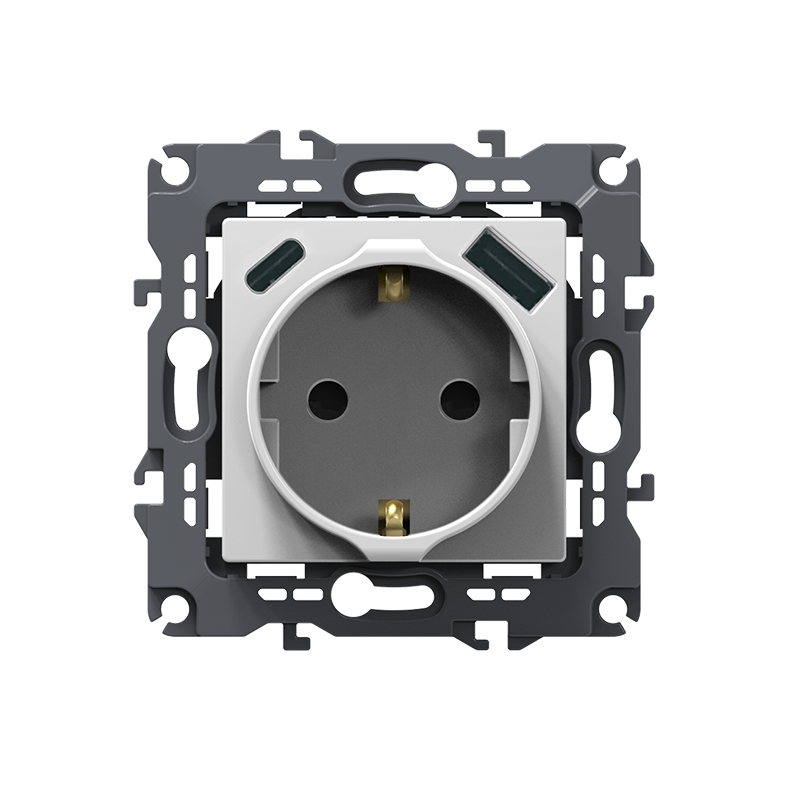 PRIME ΠΡΙΖΑ ΣΟΥΚΟ ΑΣΦΑΛΕΙΑΣ 1x2P+E 16A 250VAC & 2*USB (TYPE A+C)  5VDC 3A IP20 ΛΕΥΚΗ ACA 1000116401