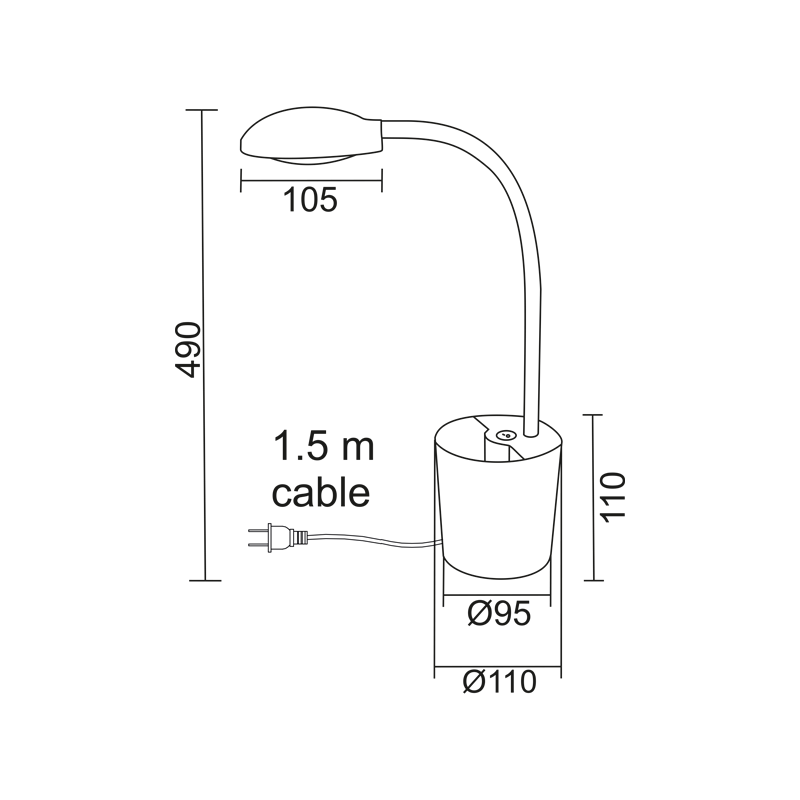 LED Φ/Σ ΓΡΑΦΕΙΟΥ 5W 4000Κ ΜΟΛΥΒΟΘΗΚΗ ΛΕΥΚΟ 230V Φ11ΧΗ49CM HULLEN ACA 16035LEDWH