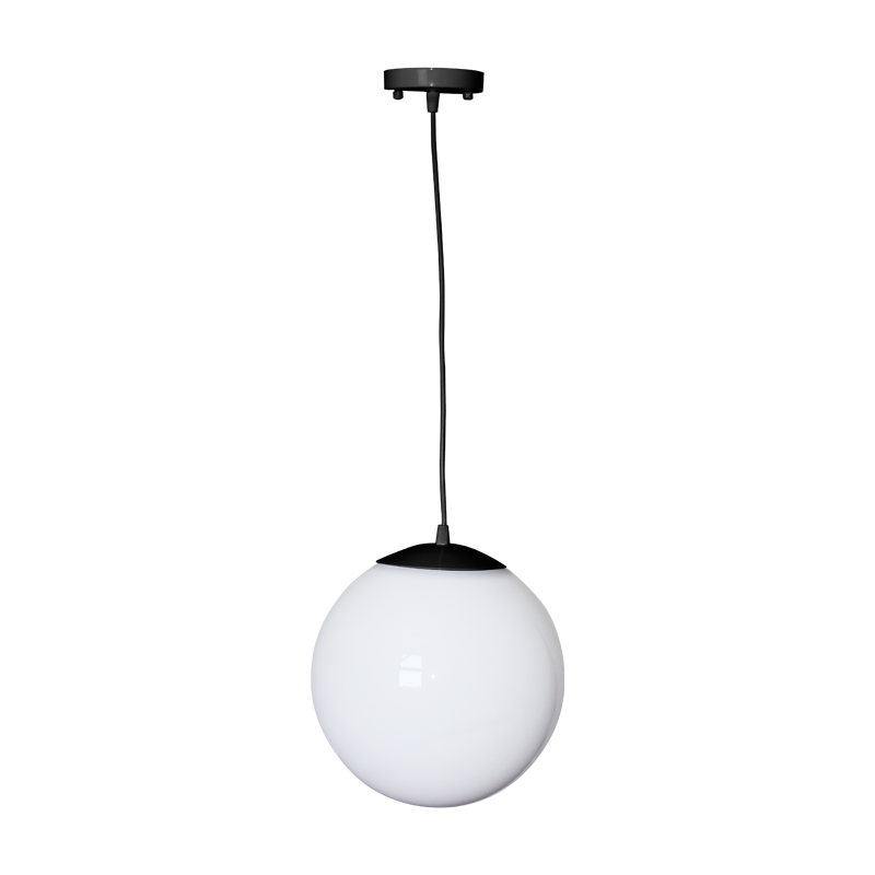 Φωτιστικό Κρεμαστό IP45 D25cm HANG LIGHT PMM OPAL ΜΑΥΡΟ ΚΑΛΩΔΙΟ ΡΟΖΕΤΑ ACA AC.18250KOPB