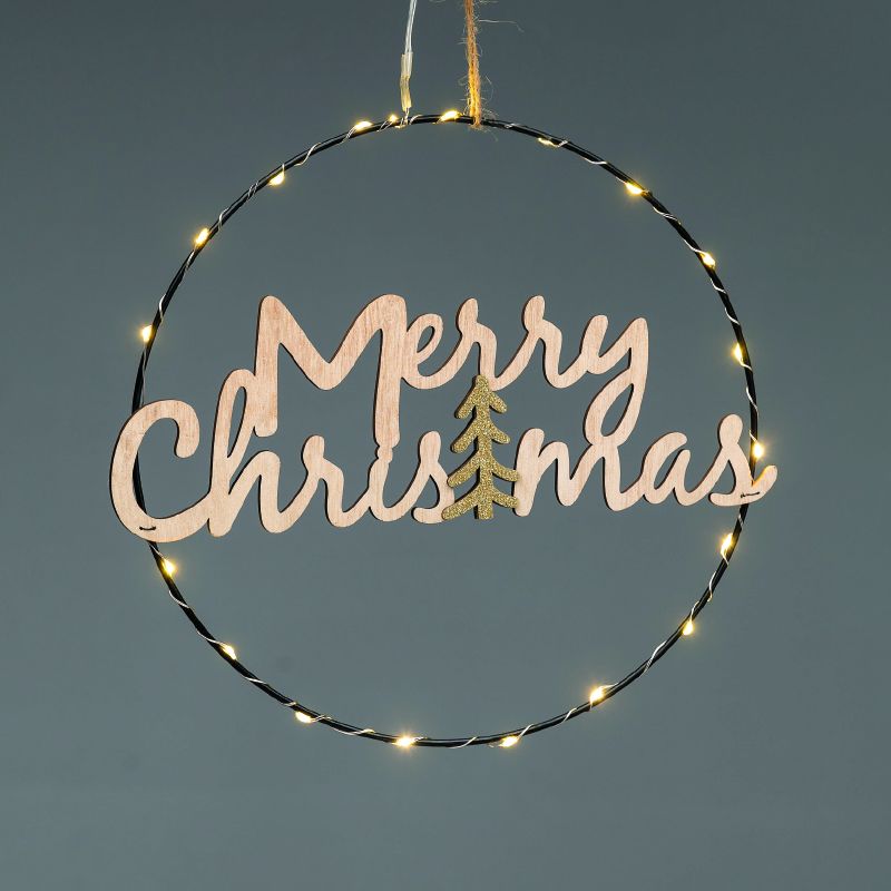 HANGING MERRY CHRISTMAS TREE 20 MINI LED ΘΕΡΜΟ ΛΑΜΠ ΜΠΑΤ 2*CR2032 (ΣΥΜΠΕΡ) IP20 ΔΙΑΜ:26cm 30cm ΚΑΛ ACA X062019260