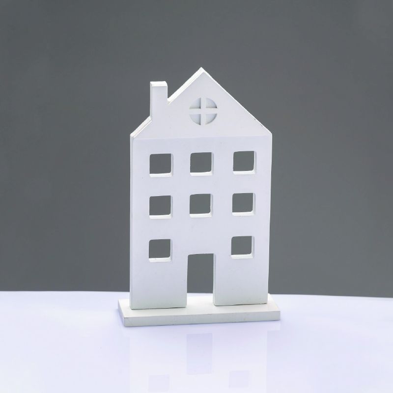WOODEN DECORATIVE WHITE HOUSE WITH BASE ΔΙΑΚΟΣΜΗΤΙΚΟ ΜΟΤΙΦ 14*5*23cm ACA X062372
