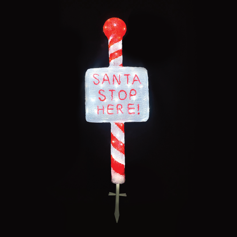 ACRYLIC SIGN SANTA STOP HERE  120 LED ΛΕΥΚΑ IP44 35*13*100cm 30cm ΚΑΛ. ACA X0812022232