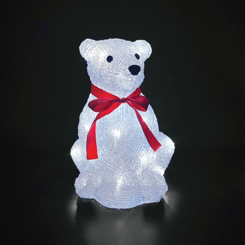 ACRYLIC SITTING BEAR 30 LED ΛΕΥΚΑ IP44 22,5*22*30cm  30cm ΚΑΛ. ACA X08302229