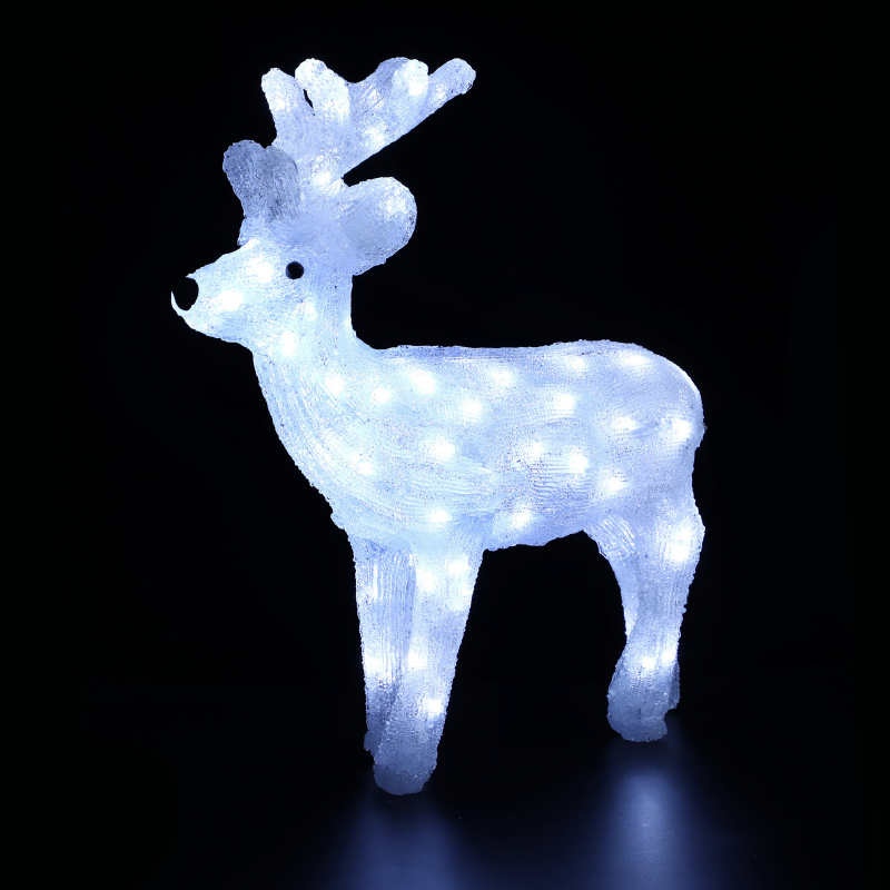 ACRYLIC STANDING REINDEER 80 LED ΛΕΥΚΑ IP44 45*13,5*49cm  30cm ΚΑΛ. ACA X0880224