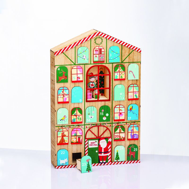 WOODEN HOUSE CALENDAR WITH DRAWERS ΔΙΑΚΟΣΜΗΤΙΚΟ 39x8.5x60cm ACA X156006