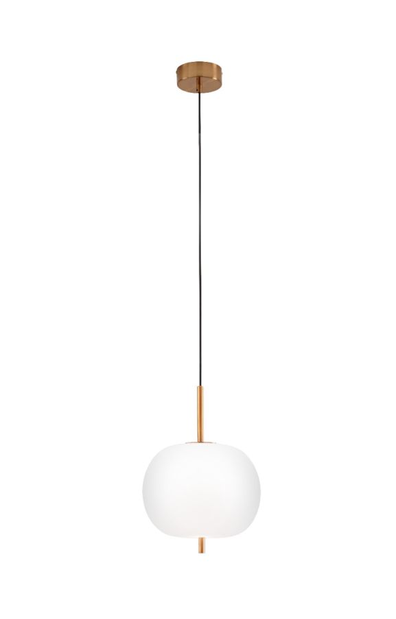 Φωτιστικό Κρεμαστό Ø22 εκ. Led 24w 3000K 1435lm Μέταλλο Βουρτσιστό Χρυσό-Γυαλί Λευκό Perenz Cirro 6670 B LC