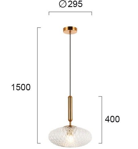 Φωτιστικό Κρεμαστό Ø29,5 cm Ανάγλυφο Διάφανο Γυαλί, Ανάρτηση Χρυσό Viokef Ester 4225600