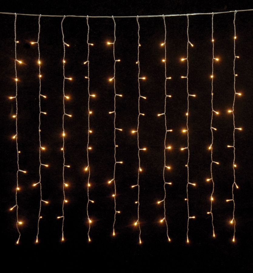 240Led Σταθερή Συμμετρική Κουρτίνα Με Επέκταση Ip44 200 x 100(h)cm ,Με Διάφανο Καλώδιο/Θερμό Λαμπάκι (Kelvin: 2.500 - 3.000) Lianos 60276