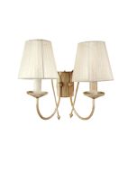 InLight Επιτοίχιο φωτιστικό από μέταλλο σε μπεζ πατίνα και υφασμάτινο καπέλο 2XE14 D:30cm 43359