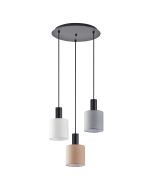 SE21-BL-4-3BL-SH123 ADEPT FLEX Black Pendant White, Grey, Brown Fabric Shade+ HOMELIGHTING 77-8915