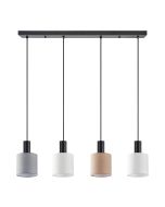 SE21-BL-4-4BL-SH123 ADEPT FLEX Black Pendant White, Grey, Brown Fabric Shade+ HOMELIGHTING 77-8917