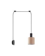 SE21-BL-4-NM1W-SH3 ADEPT TUBE Black Matt Wall Lamp Brown Fabric Shade+ HOMELIGHTING 77-8812
