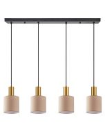 SE21-GM-4-4BL-SH3 ADEPT TUBE Gold Matt Pendant Brown Fabric Shade+ HOMELIGHTING 77-8616