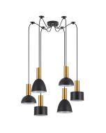 SE21-GM-4-BL6-MS12 ADEPT FLEX Gold Matt Pendant Black Metal Shade+ HOMELIGHTING 77-8943
