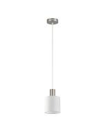SE21-NM-4-SH1 ADEPT TUBE Nickel Matt Pendant White Fabric Shade+ HOMELIGHTING 77-8414