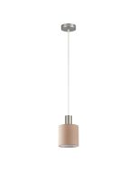 SE21-NM-4-SH3 ADEPT TUBE Nickel Matt Pendant Brown Fabric Shade+ HOMELIGHTING 77-8428