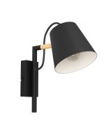 Απλίκα Επίτοιχη 26,5xH27,5cm 1xE14 Μέταλλο-Ξύλο Μαύρο Καφέ Eglo Lacey 43735