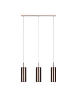 Κρεμαστό Φωτιστικό Ράγα L71xH110cm Τρίφωτο 3xE27 Νίκελ Σατινέ-Γυαλί Χρώμα Χαλκού Eglo Selvino 98699