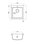 Νεροχύτης Κουζίνας 40x50cm Ένθετος ερμάριο 45cm Γρανίτης Sanitec 813-34-Sienna