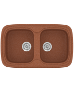 Νεροχύτης Κουζίνας Συνθετικός 82x50 εκ.2 Γούρνες Granite Terracotta Ένθετος Eρμάριο 80 εκ.Sanitec Premium 312-20