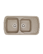 Νεροχύτης Κουζίνας Συνθετικός 96*51 εκ. Ένθετος σε ερμάριο 80 εκ. Δύο γούρνες & Ποδιά Sanitec Classic 304