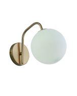 Φωτιστικό Απλίκα Μονόφωτη Γυαλί Λευκό Οπάλ Ματ / Ανάρτηση Χρυσή Ματ Viokef Globe 3094600