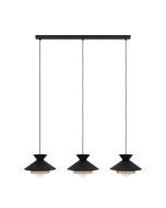 Φωτιστικό Κρεμαστό Τρίφωτο Ράγα 3L960xH1100mm  Μέταλλο-Μαύρο-Ορείχαλκος Eglo Grizedale 43886