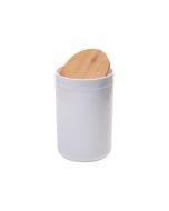 Χαρτοδοχείο 5lt Ø18 cm Πλαστικό Λευκό Γυαλιστερό με καπάκι παλλόμενο Bamboo Estia Home Art 02-3869