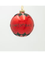 ΠΛΑΣΤΙΚΗ ΜΠΑΛΑ, ΚΟΚΚΙΝΗ, ΜΕ GLITTER MERRY CHRISTMAS, ΣΕΤ 6ΤΜΧ, 8cm Eurolamp 600-47840