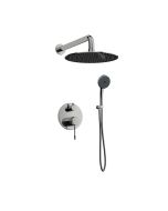 Orabella Terra - Showerset εντοιχισμού με Μπαταρία λουτρού, εντοιχισμού 2 σημείων, κεφαλή Φ250 με βραχίονα και τηλέφωνο ντουζ με σπιράλ και επιτοίχειο στήριγμα 10271