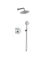 Orabella Preciosa - Shower set εντοιχισμού με Μπαταρία λουτρού, εντοιχισμού 2 σημείων, κεφαλή Φ250  με βραχίονα και τηλέφωνο ντουζ με σπιράλ και επιτοίχειο στήριγμα Χρωμέ 10393