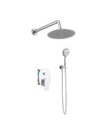 Orabella Oval - Shower set εντοιχισμού με Μπαταρία λουτρού, εντοιχισμού 2 σημείων, κεφαλή Φ250 με βραχίονα και τηλέφωνο ντουζ με σπιράλ και επιτοίχειο στήριγμα Χρωμέ 10459