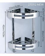 Θήκη -Ραφιέρα Διπλή Γωνιακή Υ42x22,6cm Χρωμέ Stainless Steel 304 Domistyle 270112