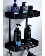 Θήκη -Ραφιέρα Διπλή 'Ίσια Υ34,5*30*11,8cm Μαύρο Ματ Stainless Steel 304 Domistyle 270116Β