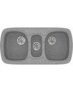 Νεροχύτης Κουζίνας Συνθετικός 97x51cm Ένθετος σε ερμάριο 100cm τρεις γούρνες Sanitec Classic 303-04-Granite-Grey