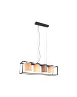 Φωτιστικό Κρεμαστό Τετράφωτο L100x20xH150cm 4xE27 Μαύρο Ματ-Υφασμάτινο Αμπαζούρ Lighting Ross 303100417
