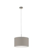 Φωτιστικό Κρεμαστό 1xE27 Ø380xH1100mm Νίκελ Ματ- Ύφασμα Taupe Eglο Pasteri 31572