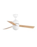 Ανεμιστήρας Οροφής Small Ø102cm 47w με Φωτισμό 2*Ε14,Κορμός Λευκό, Τρία Πτερύγια Λευκό+ΣφένδαμοςΑντιστρεφόμενα,Remote Control,Faro Cebu 33606