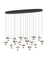 Φωτιστικό Κρεμαστό Ράγα L1550xB330xH2200mm 17x2,3w Led Dimmable 3000K 4760lm Ατσάλι Μαύρο-Χρυσό Eglo DRACERA 390343