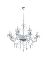 Πολυέλαιος Δεκαοκτάφωτος Ø100xH130cm 18xE14  Χρωμέ-Διάφανο Eglo Basilano 39102