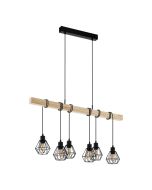 Φωτιστικό Κρεμαστό Εξάφωτο Ράγα Ξύλινη 100 εκ. Μαύρο Πλέγμα Eglo Townshend 5 43133